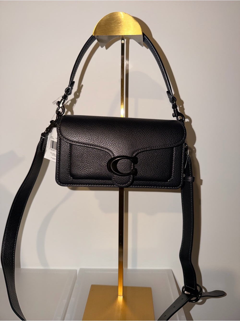 COACH Tabby 20 Black Pebbled Leather Shoulder Bag